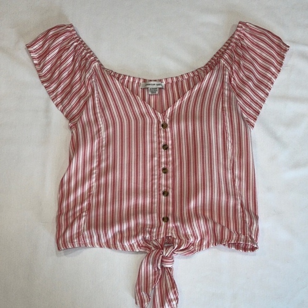 AMERICAN EAGLE • Red & White stripe • cropped top • XS • Summer Festival Country